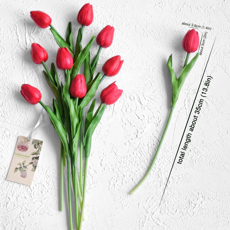 FiveSeasonStuff Real Touch Tulips Artificial Flowers â€“ 15 Stems Faux Tulip Bouquet in Gift Box for Wedding, Home Decor, Party, Floral Arrangements (Scarlett Red) - Image 3